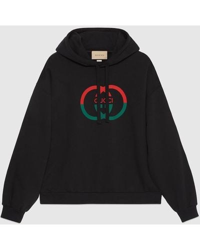 Gucci Cotton Jersey Printed Hooded Sweatshirt - Black