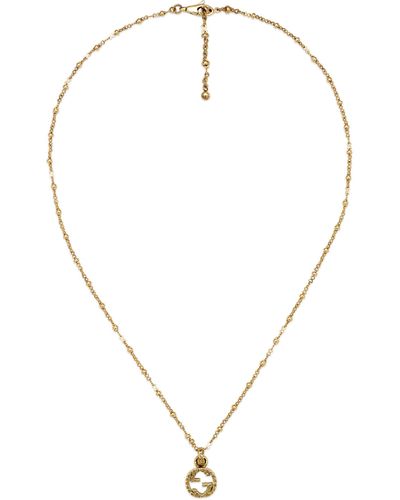 Gucci Yellow Gold Necklace With Interlocking G - Metallic