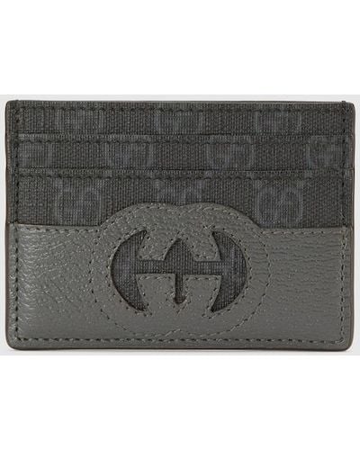Gucci Card Case With Cut-out Interlocking G - Gray