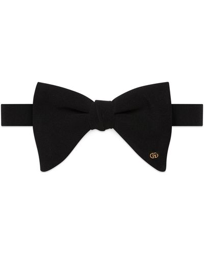Gucci Silk Gg Logo Bow Tie - Black
