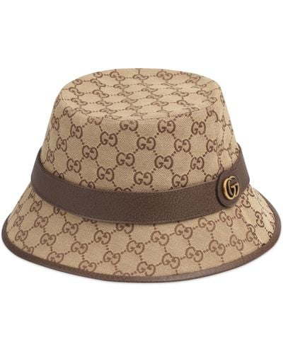 Gucci Monogrammed Canvas Bucket Hat - Natural