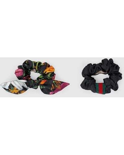 Gucci Silk GG Scrunchie Set - Black