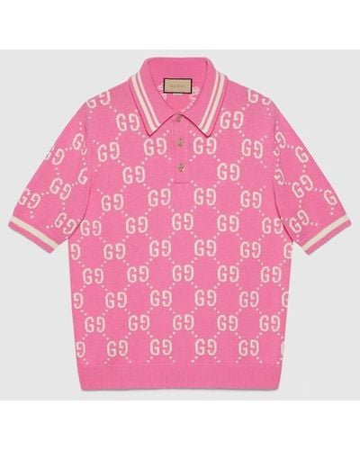 Gucci GG Cotton Intarsia Polo - Pink