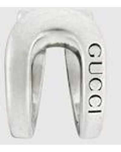 Gucci Single Wrapped Horsebit Earring - White