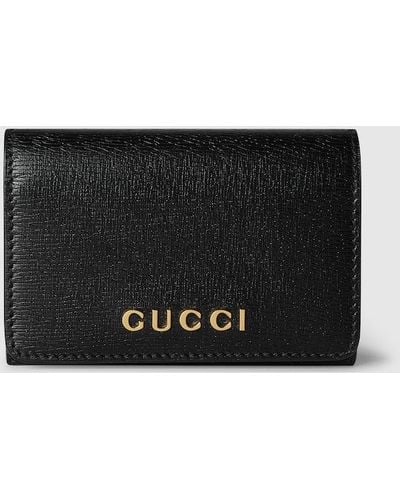 Gucci Card Case With Script - Black