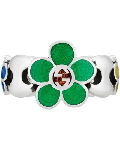 Gucci Enamel Flower Ring - Green