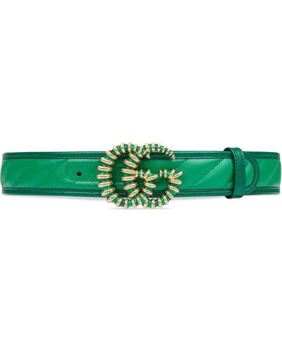 Gucci GG Marmont Belt With Enameled Torchon - Green