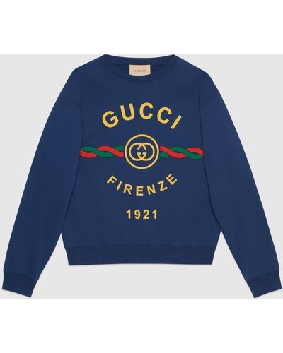 Gucci コットン " Firenze 1921" スウェットシャツ, ブルー, ウェア