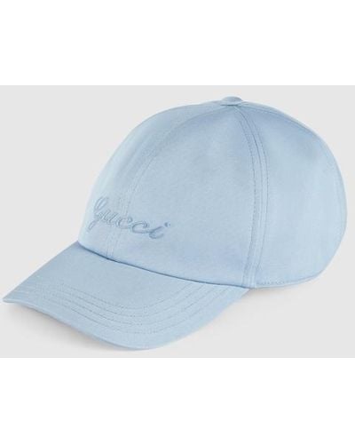 Gucci Cotton Baseball Hat With Embroidery - Blue