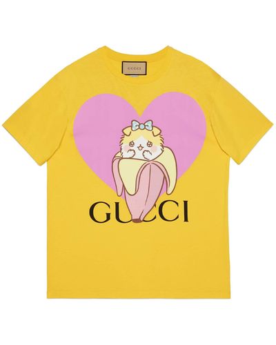 Gucci And Heart Bananya Print Cotton T-shirt - Yellow