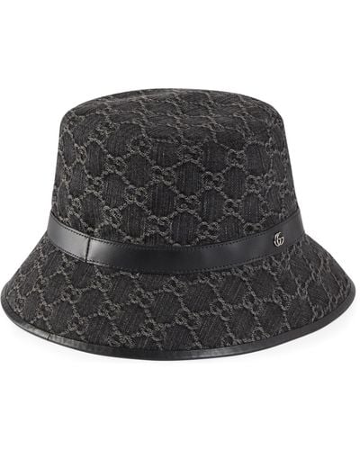 Gucci Logo-pattern Canvas Bucket Hat - Black
