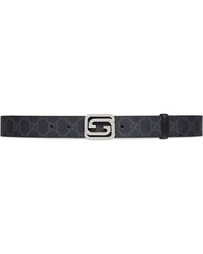 Gucci Reversible Belt With Squared Interlocking G - Black