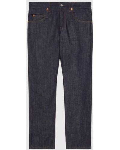 Gucci Tapered Washed Jeans - Blue