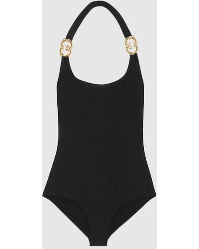 Gucci Sparkling Jersey Swimsuit With Interlocking G - Black