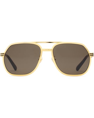 Gucci Navigator Frame Sunglasses - Brown