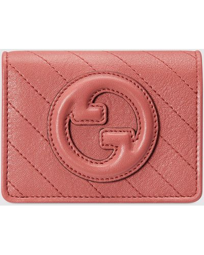Gucci 〔グッチ ブロンディ〕 カードケース ウォレット, ピンク, Leather