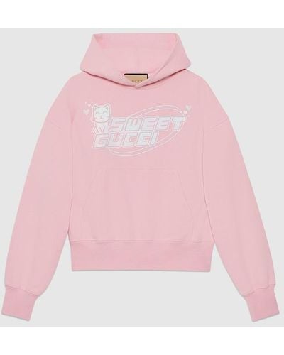 Gucci Cotton Jersey Sweatshirt With Print - Pink