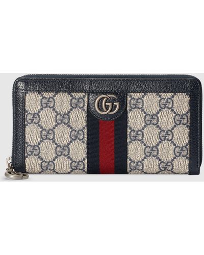 Gucci GG Supreme Monogram Embroidered Floral Zip Around Wallet