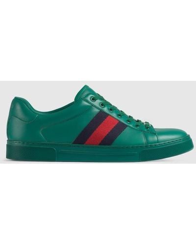 Gucci Ace Sneaker With Web - Green