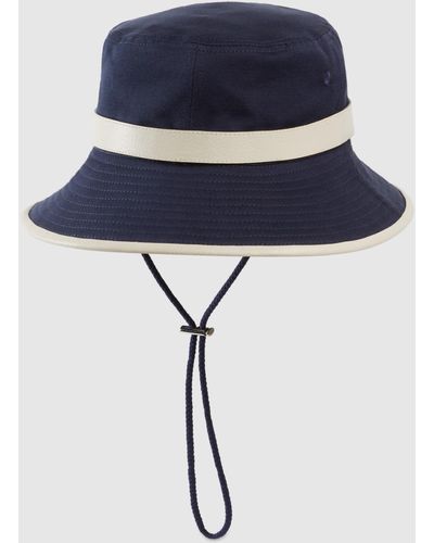 Gucci Cotton Bucket Hat With Chin Strap - Blue