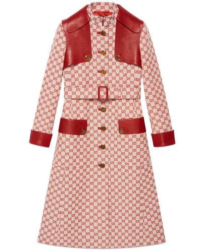 Gucci GG Print Trench Coat - Red