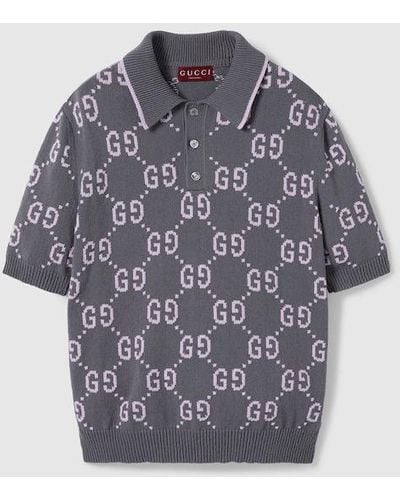 Gucci GG Cotton Jacquard Polo Shirt - Blue
