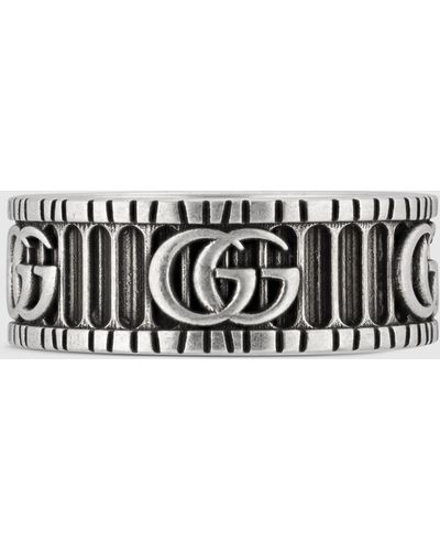 Gucci Silver Ring With Double G - Multicolor