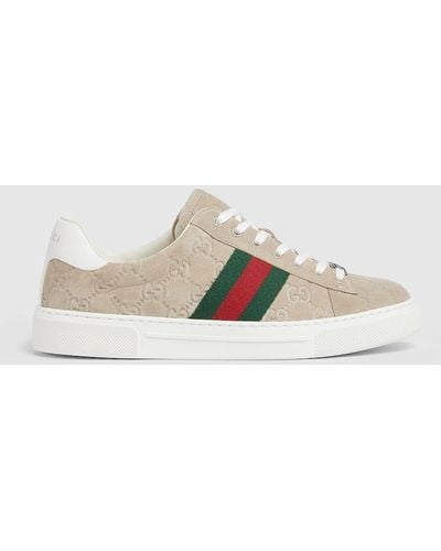 Gucci Ace Sneaker With Web - Natural