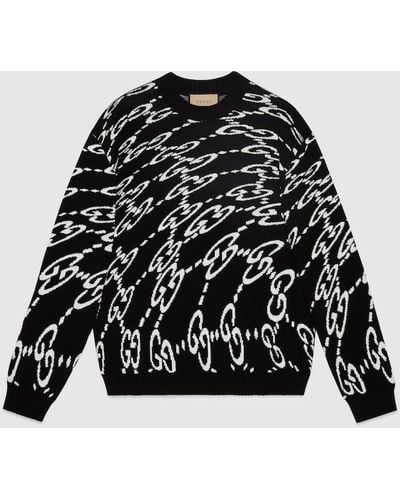 Gucci Wavy GG Cotton Sweater - Black