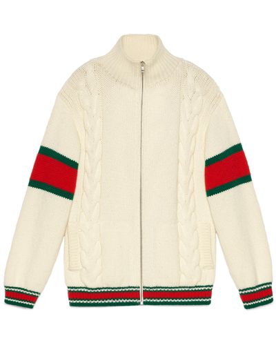 Gucci Cable Knit Bomber Jacket - White