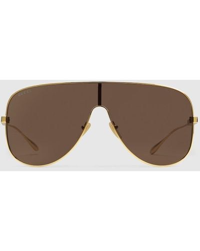 Gucci Mask Sunglasses - Brown
