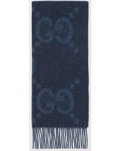 Gucci GG Cashmere Jacquard Scarf - Blue