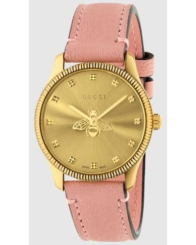 Gucci G-timeless Watch With Bee, 29 Mm - Metallic