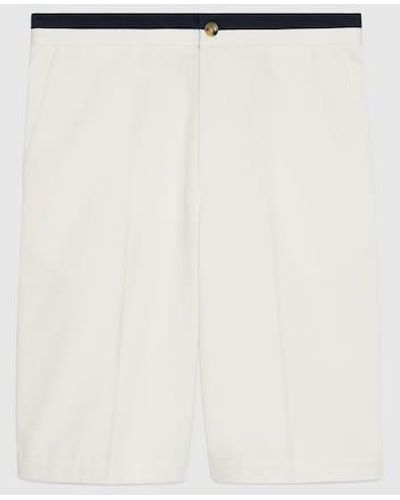 Gucci Cotton Shorts Wit Double G Emboidery - White