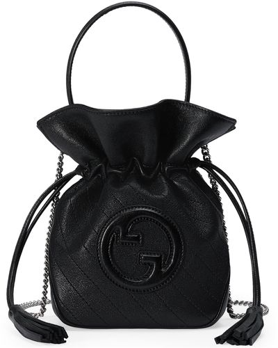 Gucci Blondie Mini Leather Bucket Bag - Black