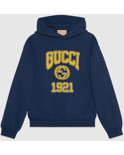 Gucci Cotton Jersey Hooded Sweatshirt - Blue