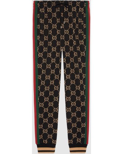 Gucci GGコットンジャージー ジョギングパンツ, ブラック, ウェア - ブラウン