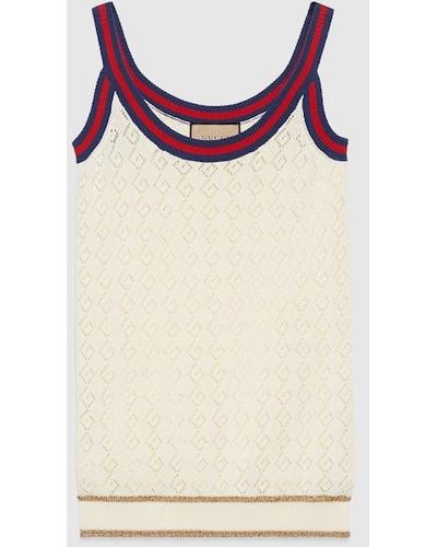 Gucci Cotton Tank Top With Web - Natural