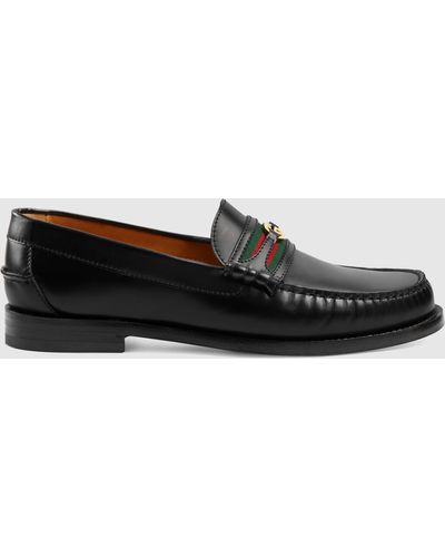 Gucci インターロッキングg付き メンズ ローファー, ブラック, Leather