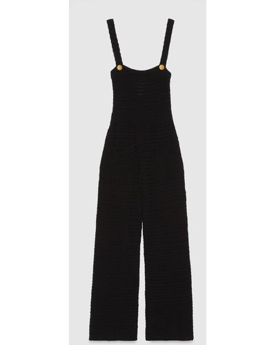 Gucci Crochet Cotton Jumpsuit - Black