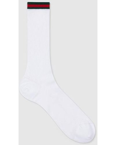 Gucci Cotton Blend Socks With Web - White