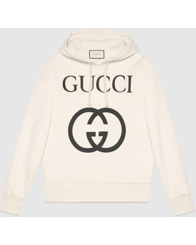Gucci インターロッキングg フーデッドスウェットシャツ, ホワイト, ウェア - ナチュラル
