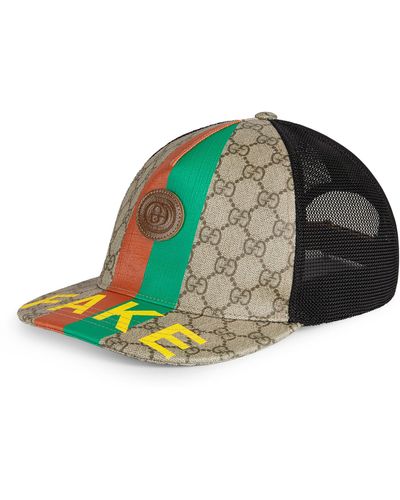 Gucci 'fake/not' Print Baseball Hat - Natural