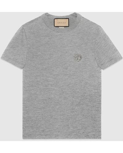 Gucci Cotton Jersey T-shirt With Embroidery - Gray