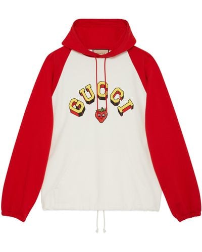 Gucci Cotton Jersey Hooded Sweatshirt - Red