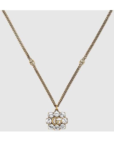 Gucci gg Marmont Crystal Necklace - Metallic