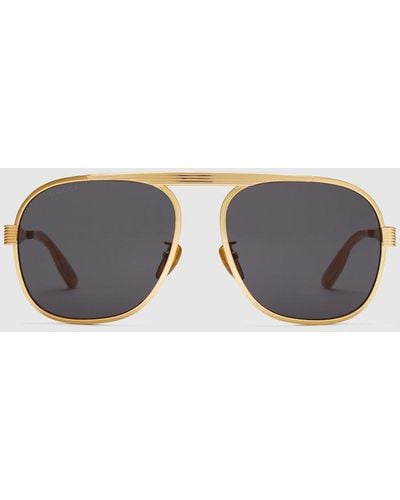 Gucci Navigator Frame Sunglasses - Gray