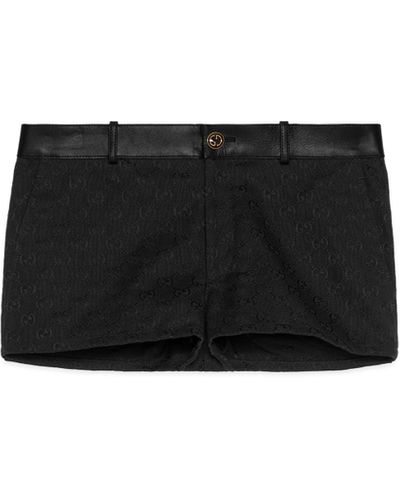 Gucci GG Canvas And Leather Shorts - Black
