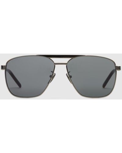 Gucci Navigator-frame Sunglasses - Gray