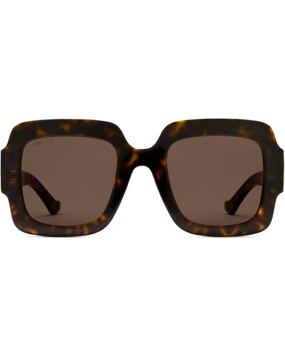 Gucci Square-frame Double G Sunglasses - Brown